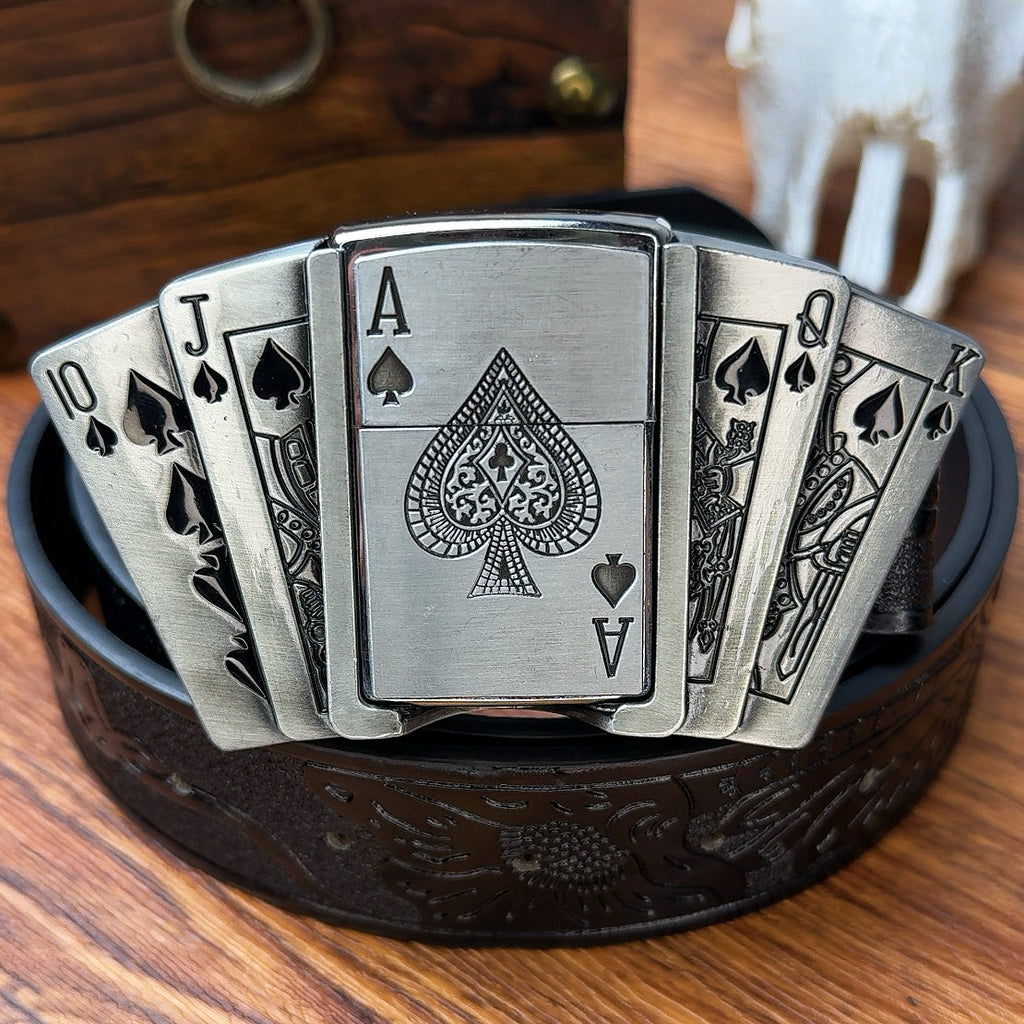 D-TOPACC Lighter Black Leather Belt