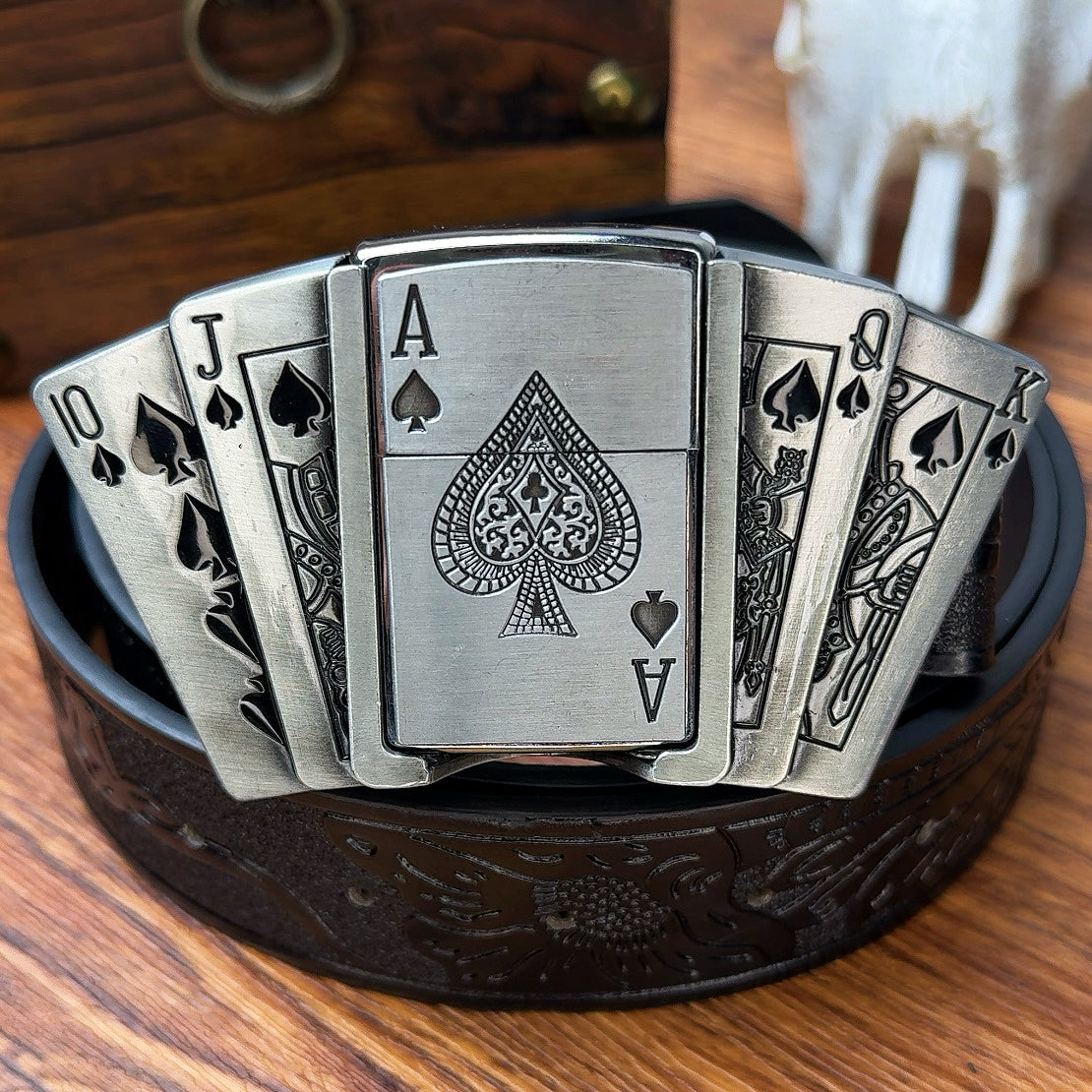 D-TOPACC Lighter Black Leather Belt