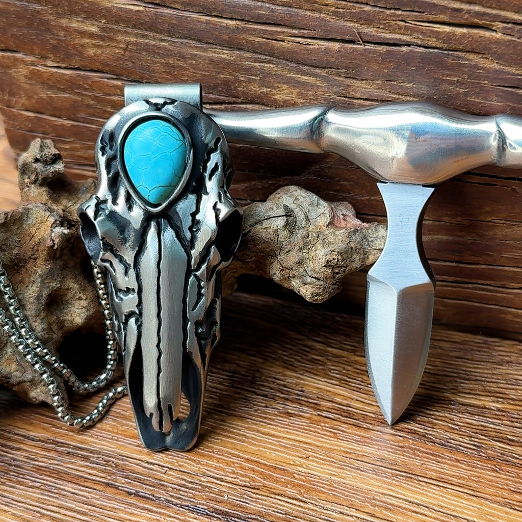 X-Turquoise Longhorn Skull Necklace Buckle