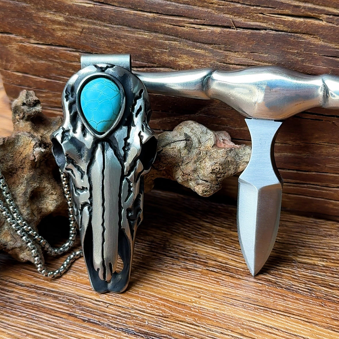 X-Turquoise Longhorn Skull Necklace Buckle