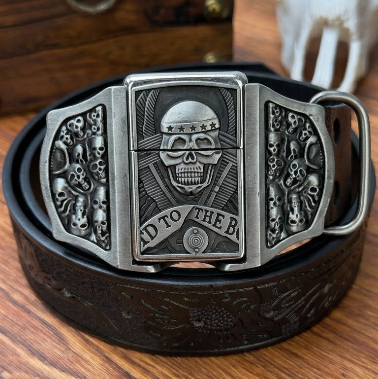 D-TOPACC Lighter Black Leather Belt