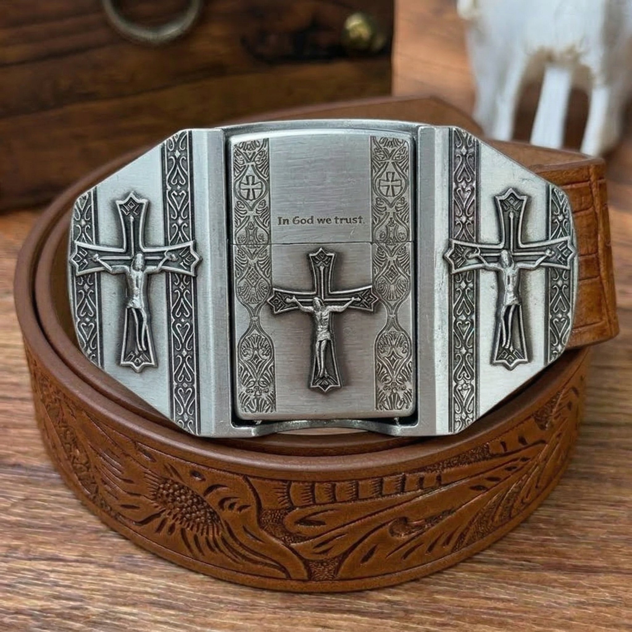 D-TOPACC Lighter brown leather belt