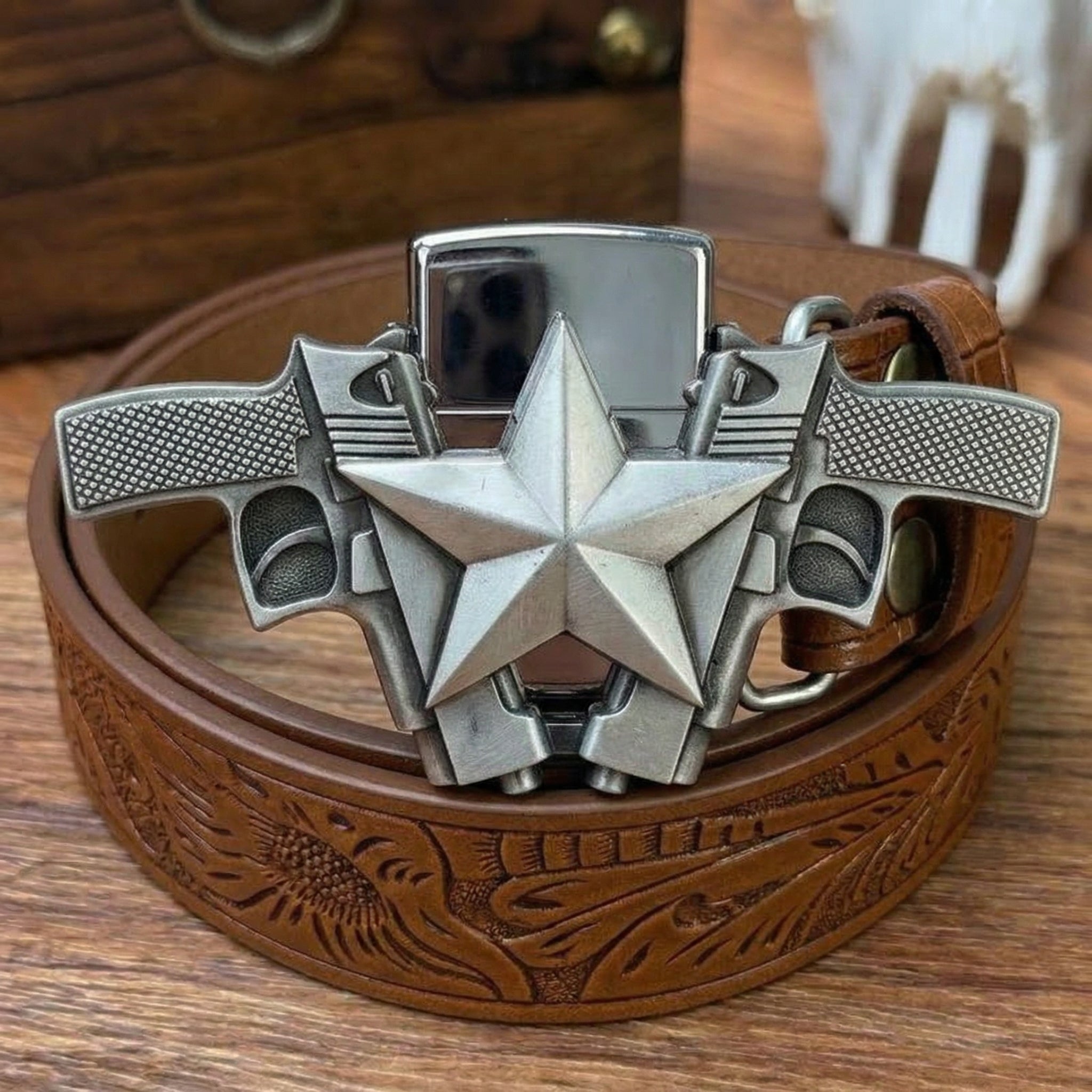 D-TOPACC Lighter brown leather belt