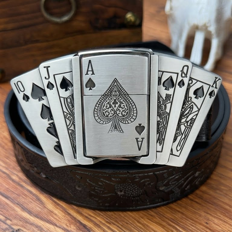 D-TOPACC Lighter Black Leather Belt