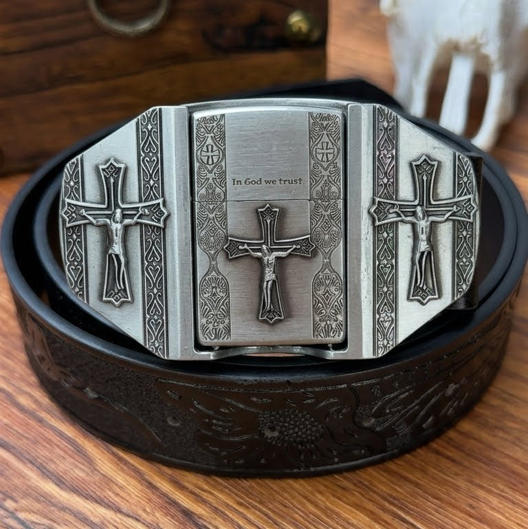 D-TOPACC Lighter Black Leather Belt