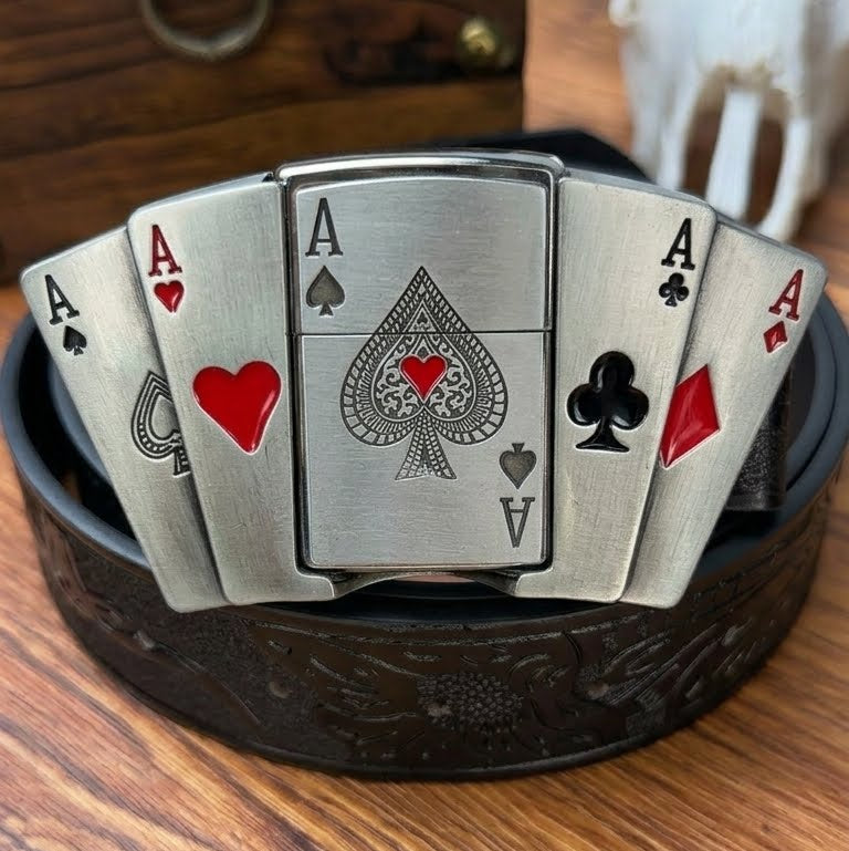 D-TOPACC Lighter Black Leather Belt